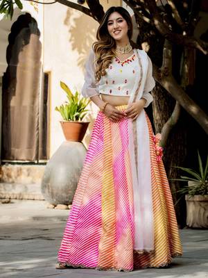 multi color art silk lehenga set choli with dupatta  4