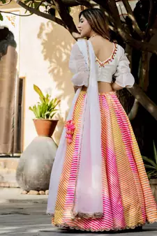 multi color art silk lehenga set choli with dupatta 