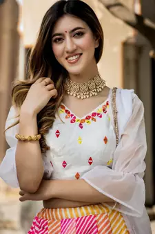 multi color art silk lehenga set choli with dupatta 