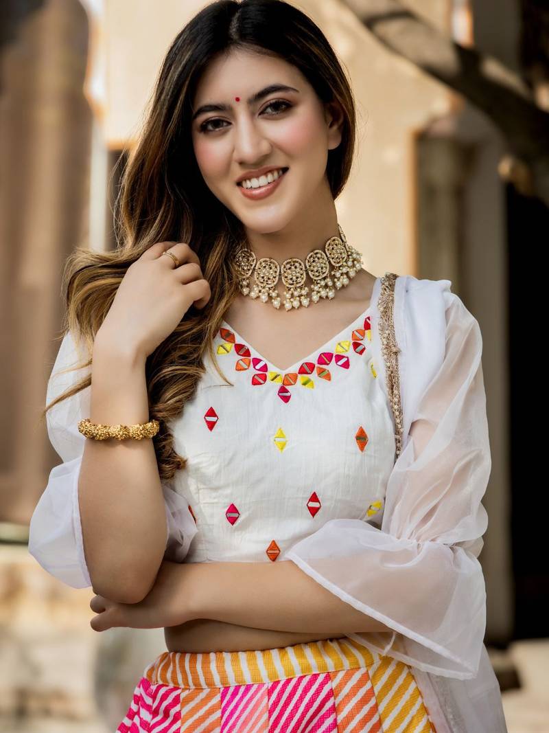 Beautiful Multi Color Bridesmaid Art Silk Lehenga Choli Set