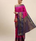 Pink Woven Banarasi Saree With Blouse