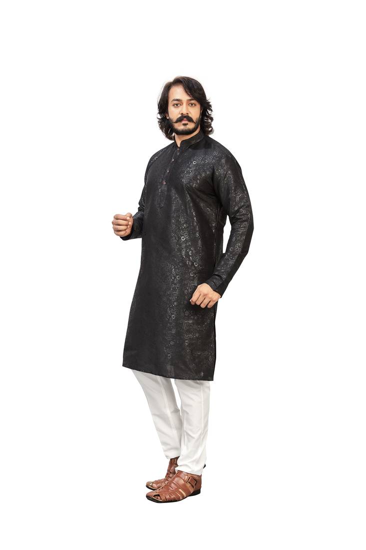 Black color Printed kurta with payjama