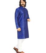 Blue color Printed kurta with payjama