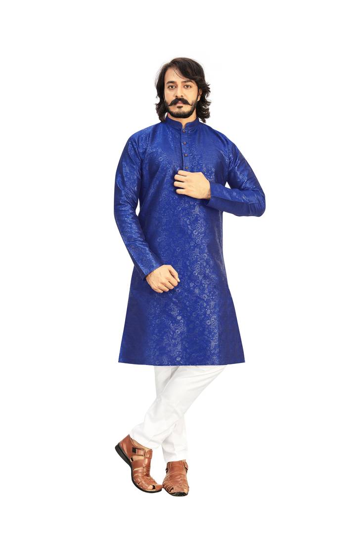 Blue color Printed kurta with payjama
