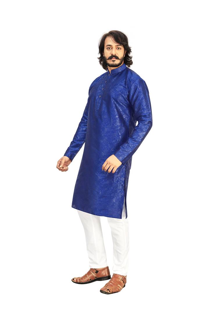Blue color Printed kurta with payjama