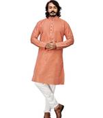 Peach color Printed kurta with payjama