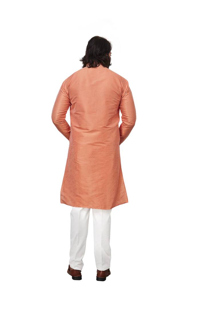 Peach color Printed kurta with payjama