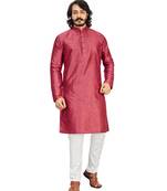 Wine color Printed kurta with payjama