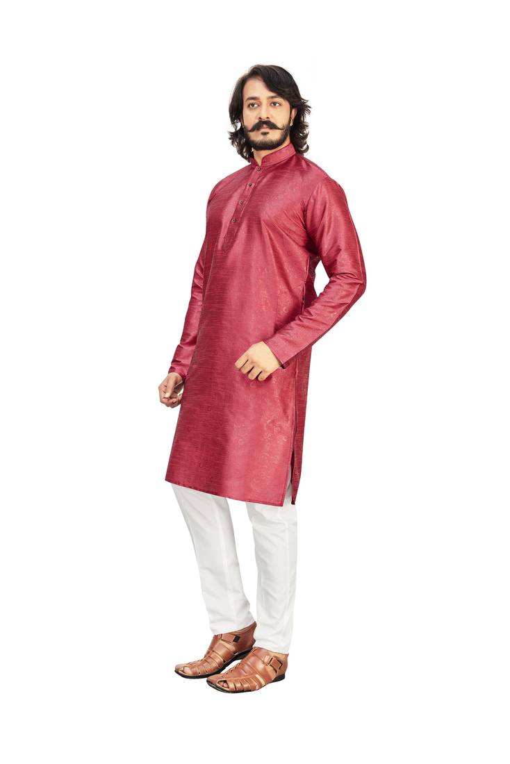 Wine color Printed kurta with payjama