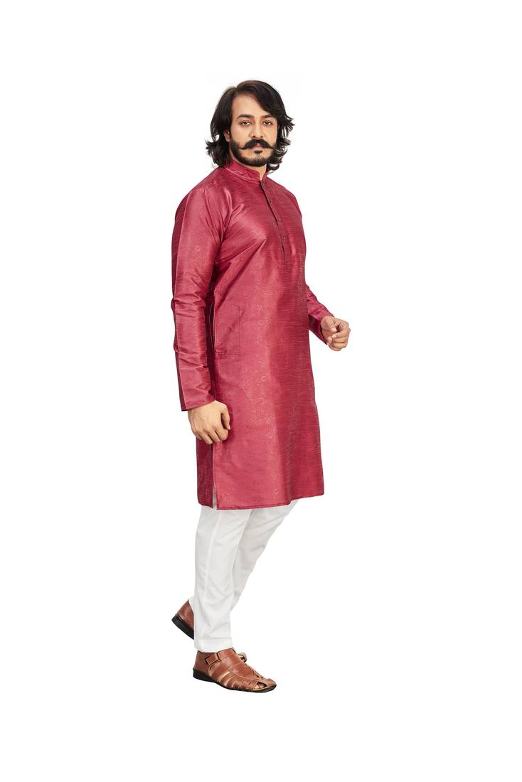 Wine color Printed kurta with payjama