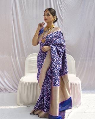 Royal Blue Colour Kalaapi Silk Saree With Beautiful Blouse 1