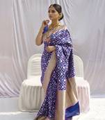 Royal Blue Colour Kalaapi Silk Saree With Beautiful Blouse