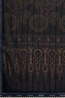 Blue Printed Silk Blend Saree With Blouse