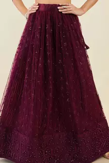 puple embroidered net lehenga set choli with dupatta 
