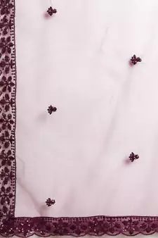 puple embroidered net lehenga set choli with dupatta 