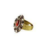 Brass Gold Platted  Multicolor Stone Studded  Ring With Adjustable