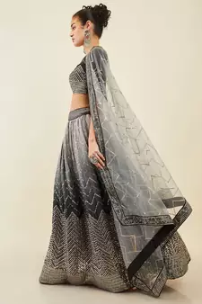 black sequins art silk lehenga set choli with dupatta 