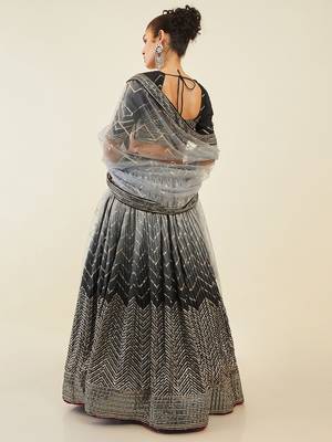 black sequins art silk lehenga set choli with dupatta  3