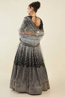 black sequins art silk lehenga set choli with dupatta 
