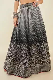 black sequins art silk lehenga set choli with dupatta 