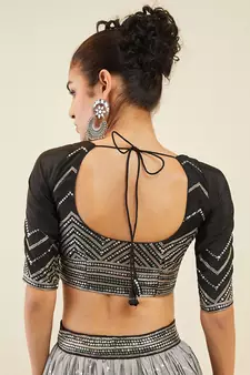 black sequins art silk lehenga set choli with dupatta 