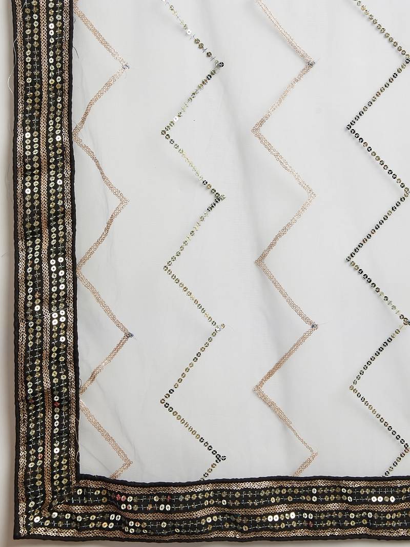 Gorgeous Black Sequins Art Silk Wedding Wear Lehenga Choli Set