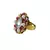 Brass Gold Platted  Multicolor Stone Studded  Ring With Adjustable