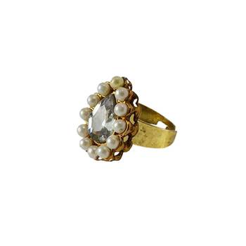 Brass Gold Platted  Multicolor Stone Studded  Ring With Adjustable 1