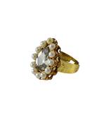 Brass Gold Platted  Multicolor Stone Studded  Ring With Adjustable