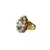 Brass Gold Platted  Multicolor Stone Studded  Ring With Adjustable