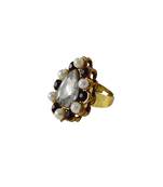 Brass Gold Platted  Multicolor Stone Studded  Ring With Adjustable