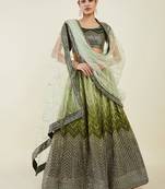 Gorgeous Green Sequins Art SIlk Wedding Wear Lehenga Choli Set