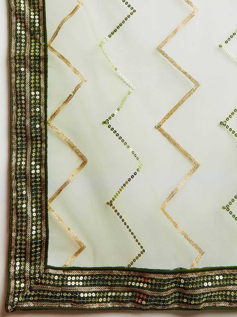 Gorgeous Green Sequins Art SIlk Wedding Wear Lehenga Choli Set