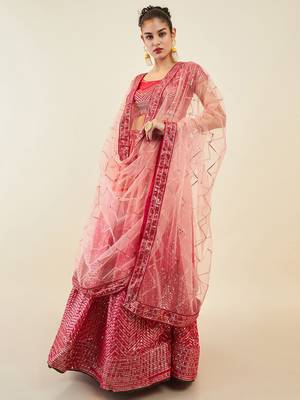 pink sequins art silk lehenga set choli with dupatta  2