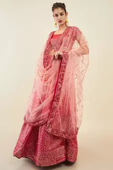 pink sequins art silk lehenga set choli with dupatta 
