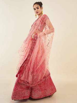 pink sequins art silk lehenga set choli with dupatta  3