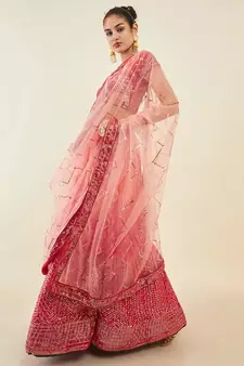 pink sequins art silk lehenga set choli with dupatta 
