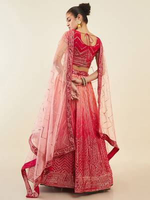 pink sequins art silk lehenga set choli with dupatta  4