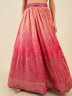 pink sequins art silk lehenga set choli with dupatta  5