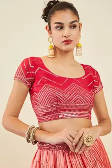 pink sequins art silk lehenga set choli with dupatta 