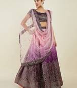 purple sequins art silk lehenga set choli with dupatta 