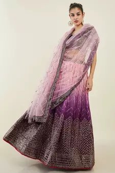 purple sequins art silk lehenga set choli with dupatta 