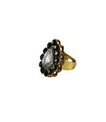 Brass Gold Platted  Green Stone Studded  Ring With Adjustable