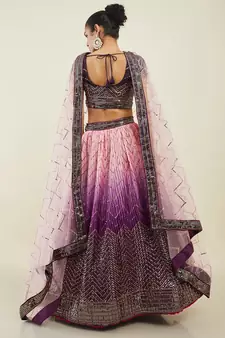 purple sequins art silk lehenga set choli with dupatta 