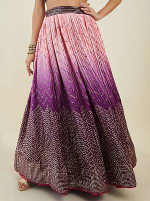 purple sequins art silk lehenga set choli with dupatta  5