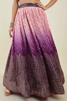 purple sequins art silk lehenga set choli with dupatta 