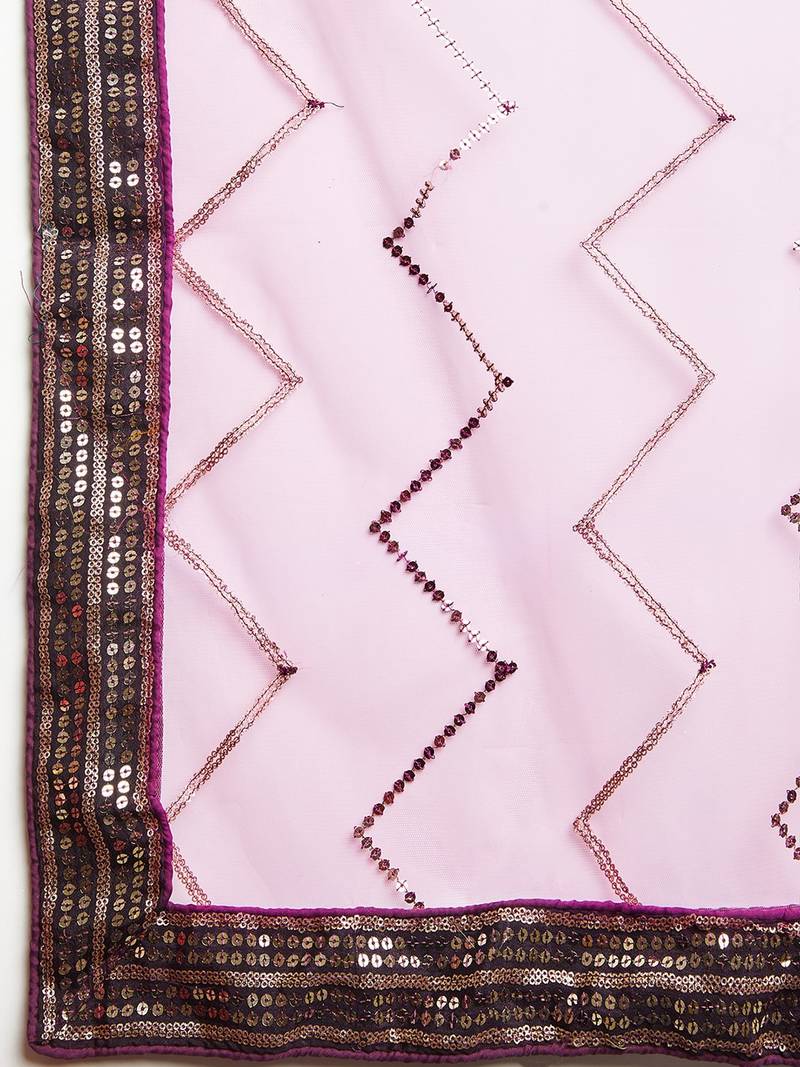 Gorgeous Purple Sequins Art Silk Wedding Wear Lehenga Choli Set