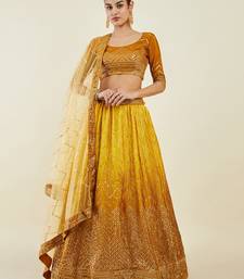 yellow sequins art silk lehenga set choli with dupatta 