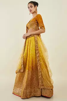 yellow sequins art silk lehenga set choli with dupatta 