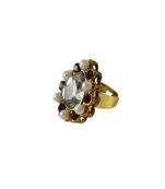 Brass Gold Platted  Multicolor Stone Studded  Ring With Adjustable